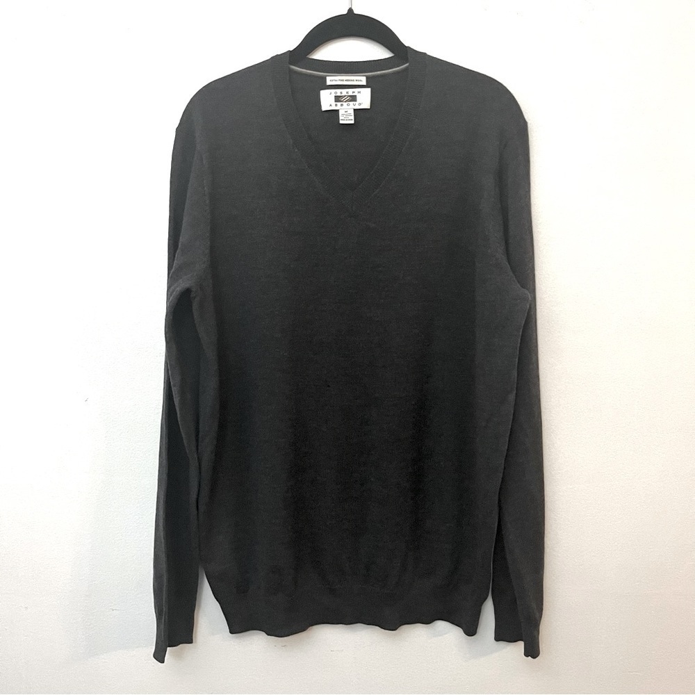 Joseph Abboud V-neck Extra Fine Merino Wool Lightweight Dark Gray Sweater size M